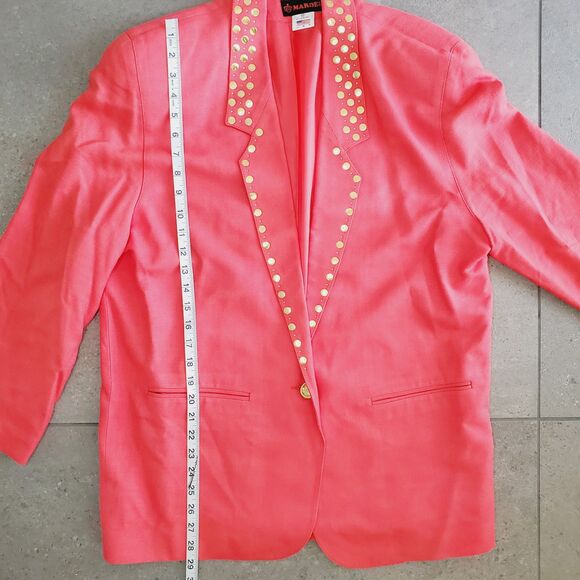 Vintage Mardel Womens Coral Pink Blazer Business Casual Unique Dolly Retro SZ 12 - Picture 7 of 11